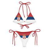 Bikini drapeau serbie cordon recyclé orné impression all over