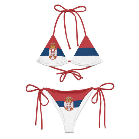 Bikini drapeau serbie cordon recyclé orné impression all over