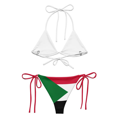 Bikini drapeau soudan cordon recyclé orné confort uv
