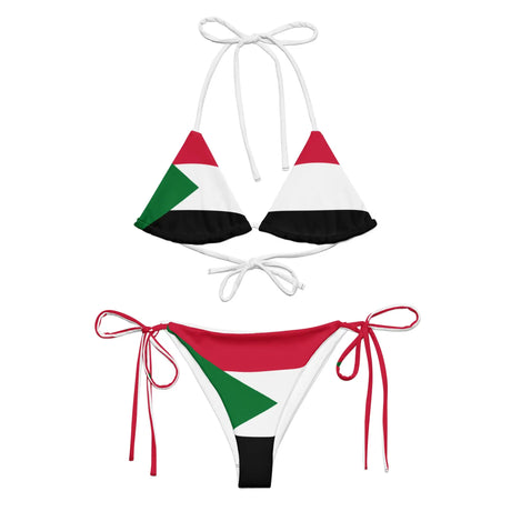 Bikini drapeau soudan cordon recyclé orné confort uv