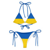 Bikini drapeau ukraine cordon recyclé orné confort uv