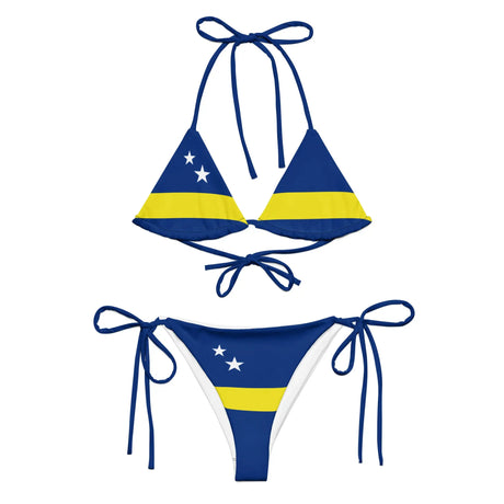 Bikini femme curaçao cordon recyclé orné impression all over
