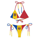 Bikini femme drapeau moldavie cordon recyclé orné