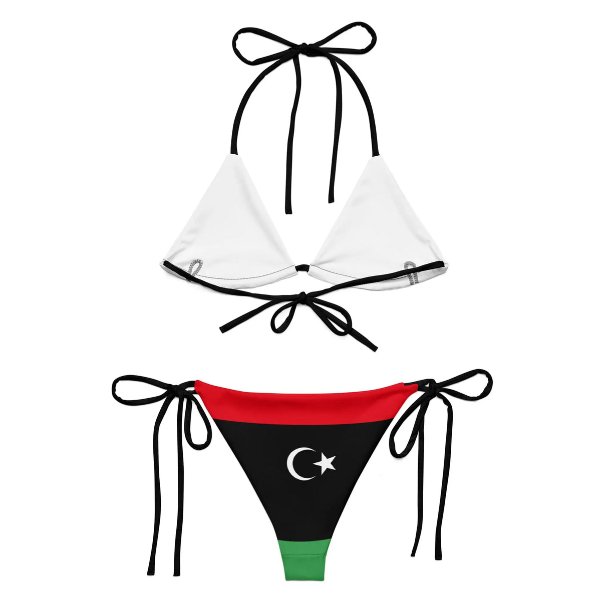 Bikini femme libye impression all over cordon recyclé orné