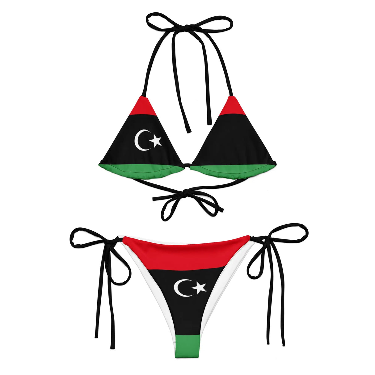 Bikini femme libye impression all over cordon recyclé orné