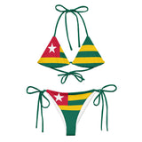 Bikini femme togo impression all over cordon recyclé orné