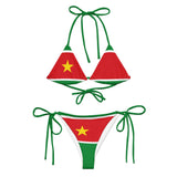 Bikini guadeloupe cordon recyclé orné impression all over
