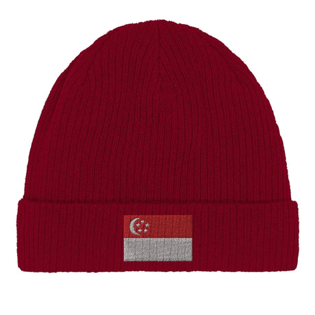 Bonnet coton drapeau singapour broderie respirabilité