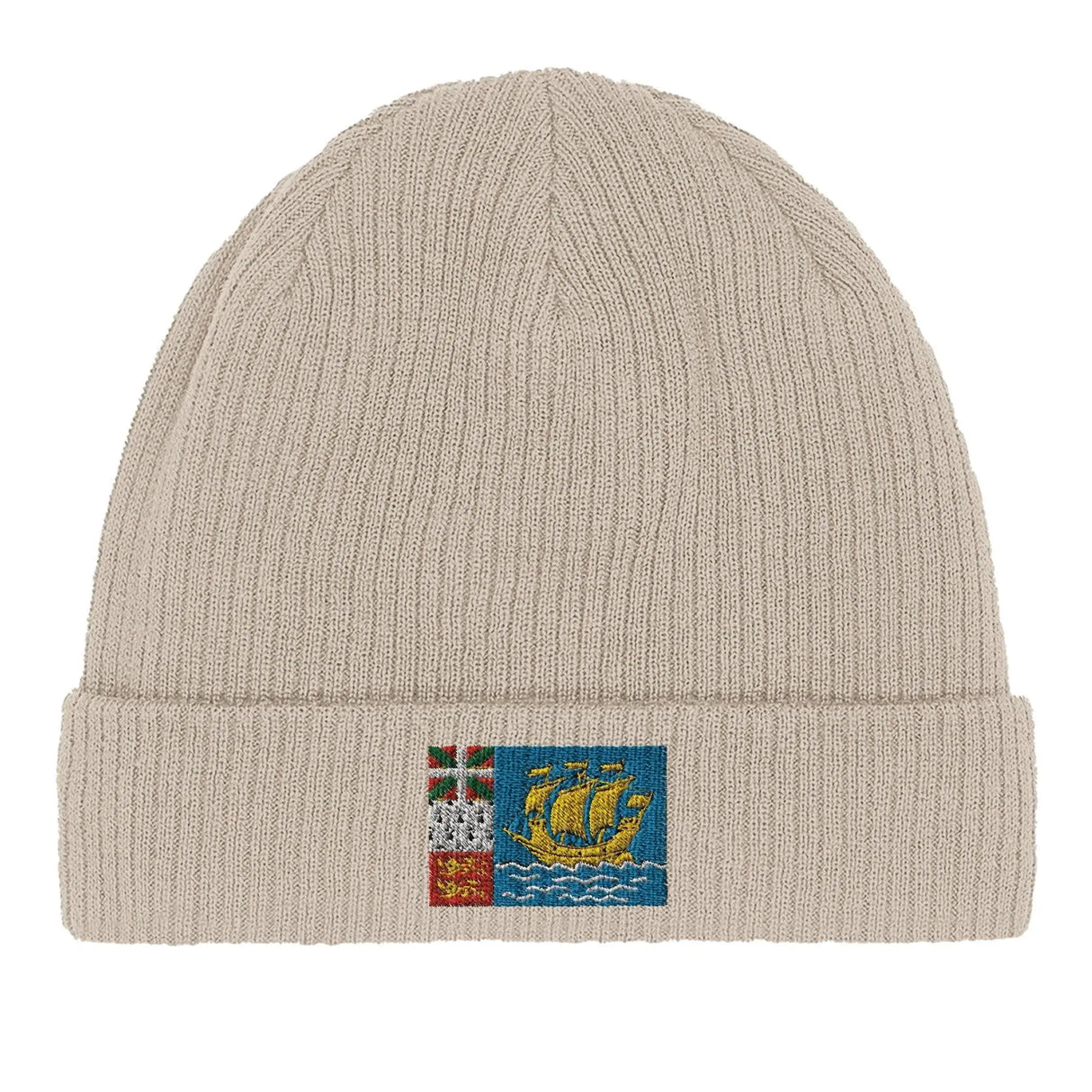 Bonnet coton naturel saint-pierre-et-miquelon broderie