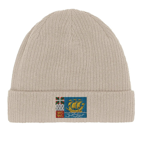 Bonnet coton naturel saint-pierre-et-miquelon broderie