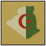 Cadre drapeau algérie affiche encadrée bois décoratif