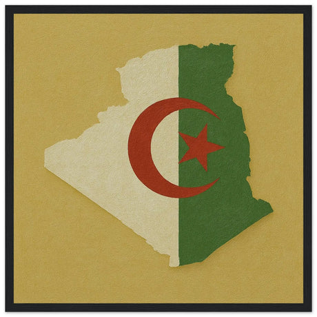 Cadre drapeau algérie affiche encadrée bois décoratif