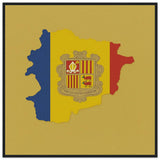 Cadre drapeau andorre bois finition élégante décoration murale