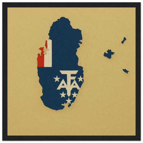 Cadre drapeau antarctique française encadré en bois - pixelforma