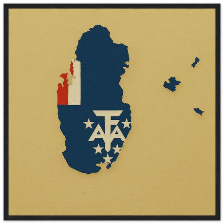 Cadre drapeau antarctique française encadré en bois - pixelforma