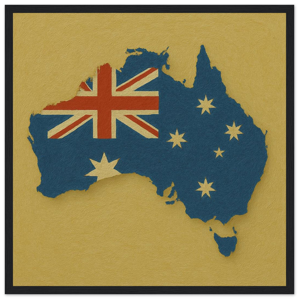 Cadre drapeau australie encadré en bois - pixelforma