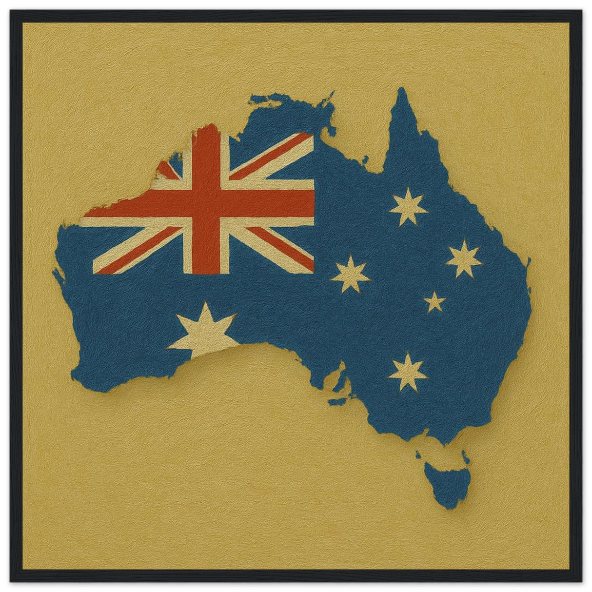 Cadre drapeau australie encadré en bois - pixelforma