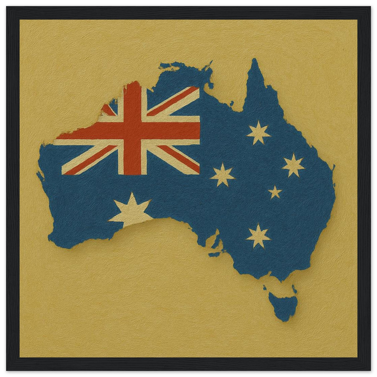 Cadre drapeau australie encadré en bois - pixelforma