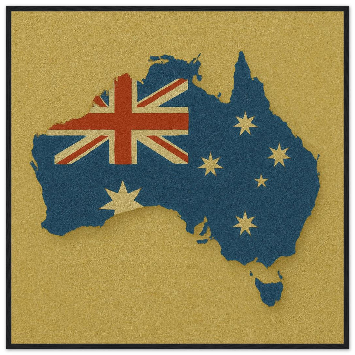 Cadre drapeau australie encadré en bois - pixelforma