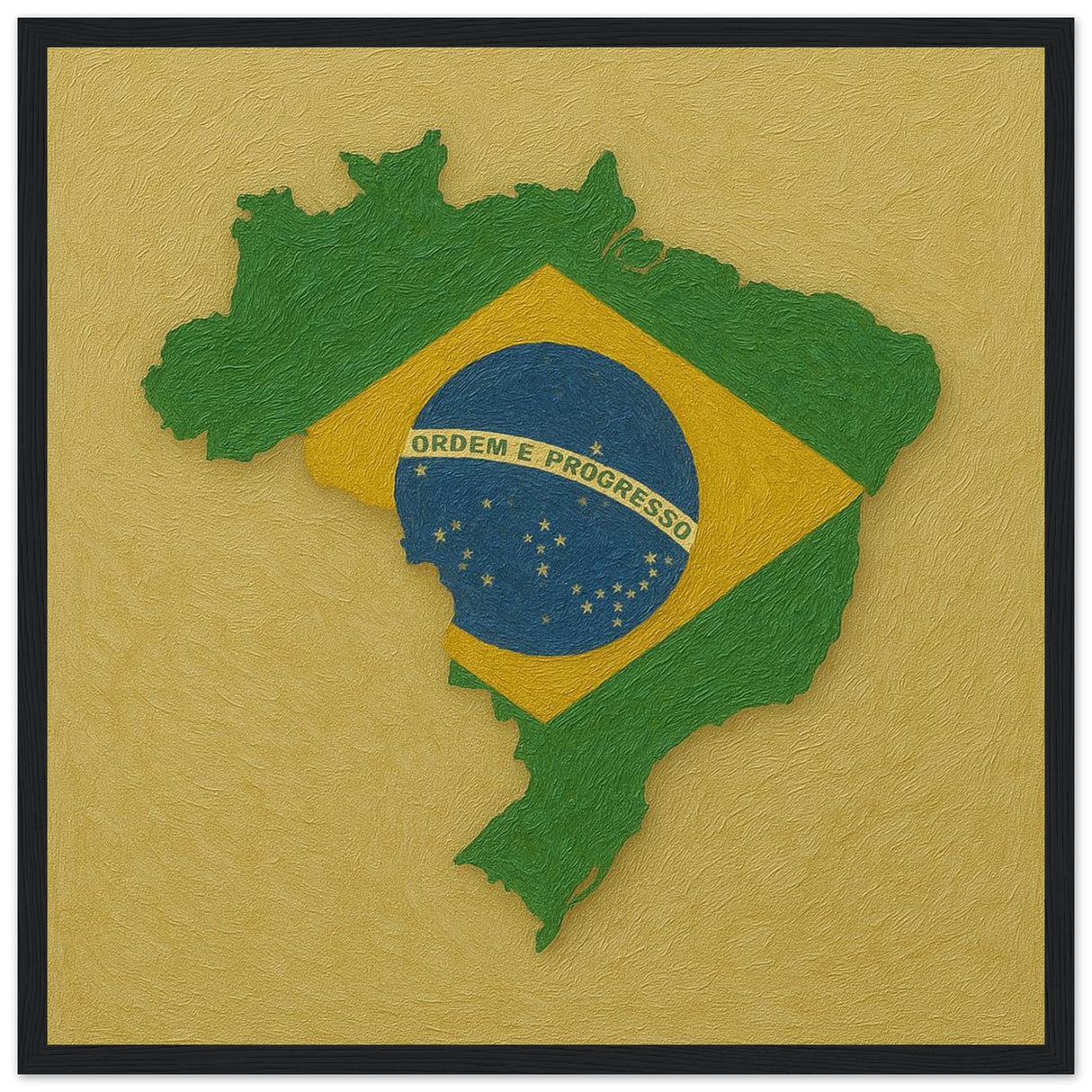 Cadre drapeau brésil encadré en bois - pixelforma