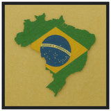 Cadre drapeau brésil encadré en bois - pixelforma