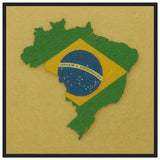 Cadre drapeau brésil encadré en bois - pixelforma
