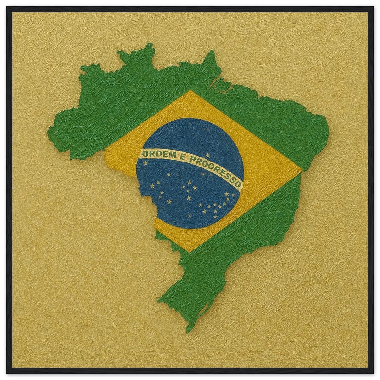 Cadre drapeau brésil encadré en bois - pixelforma