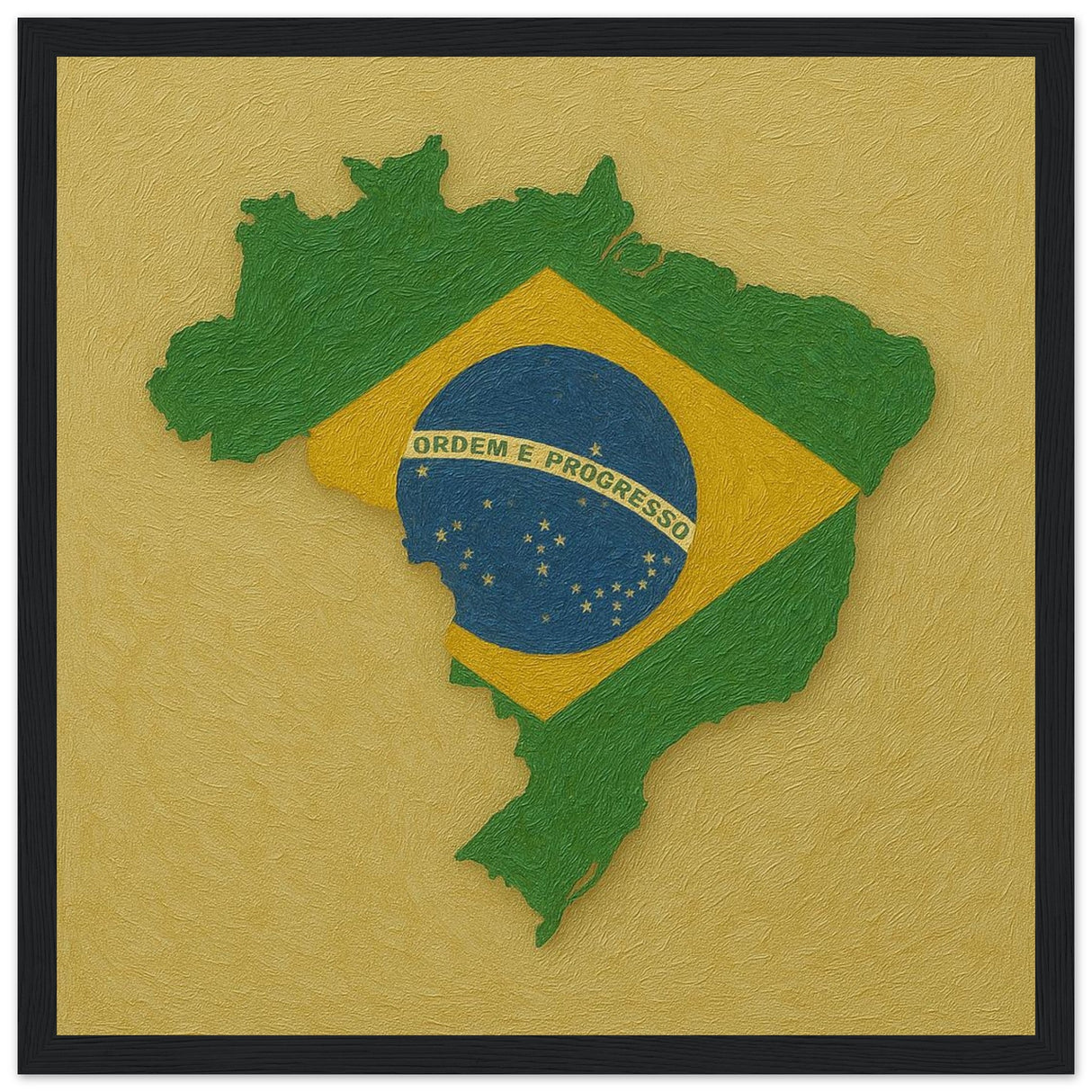 Cadre drapeau brésil encadré en bois - pixelforma