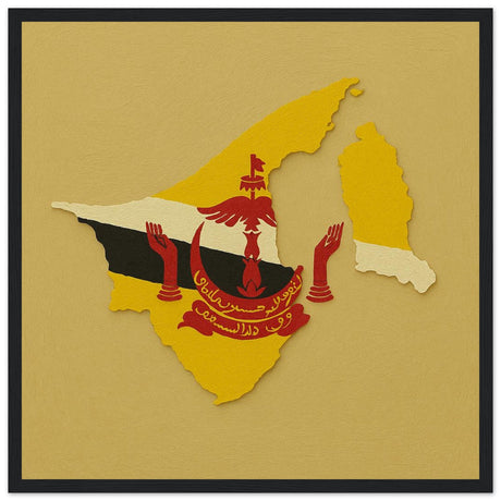 Cadre drapeau brunei encadré en bois - pixelforma