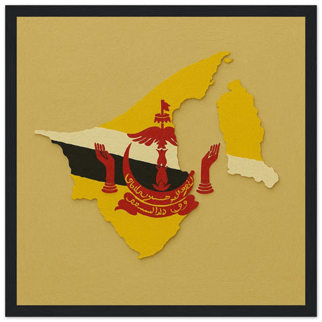 Cadre drapeau brunei encadré en bois - pixelforma