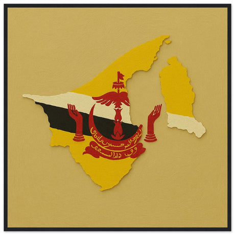 Cadre drapeau brunei encadré en bois - pixelforma