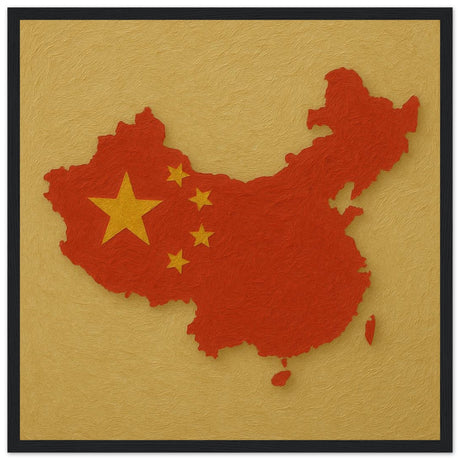 Cadre drapeau chine encadré en bois - pixelforma
