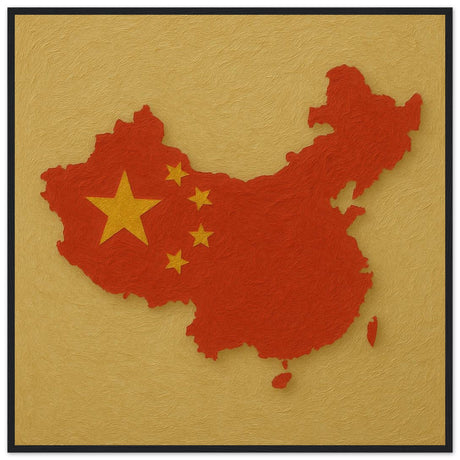 Cadre drapeau chine encadré en bois - pixelforma