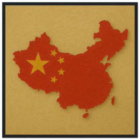 Cadre drapeau chine encadré en bois - pixelforma