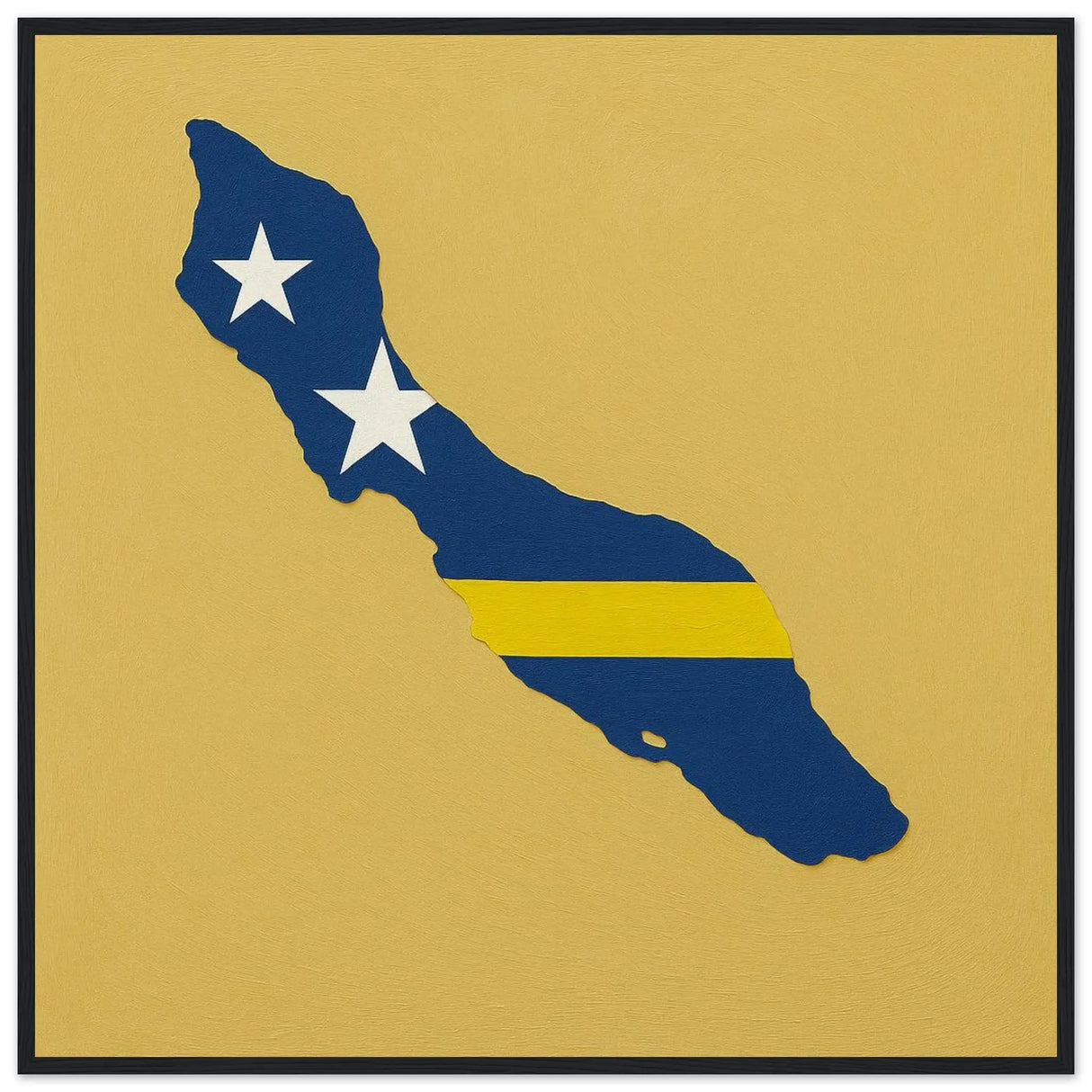 Cadre drapeau curaçao affiche encadrée bois décoration murale
