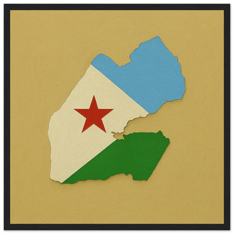 Cadre drapeau djibouti encadré en bois - pixelforma