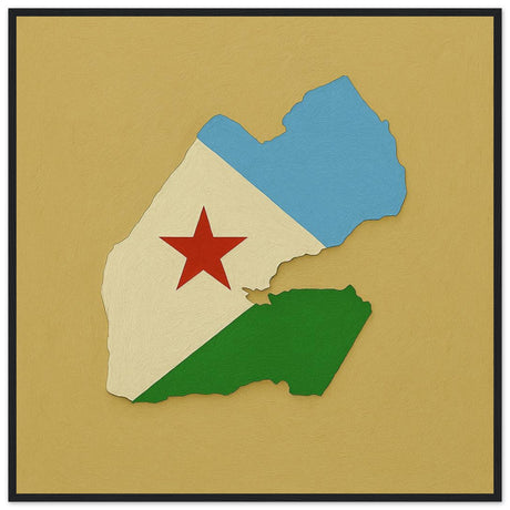 Cadre drapeau djibouti encadré en bois - pixelforma