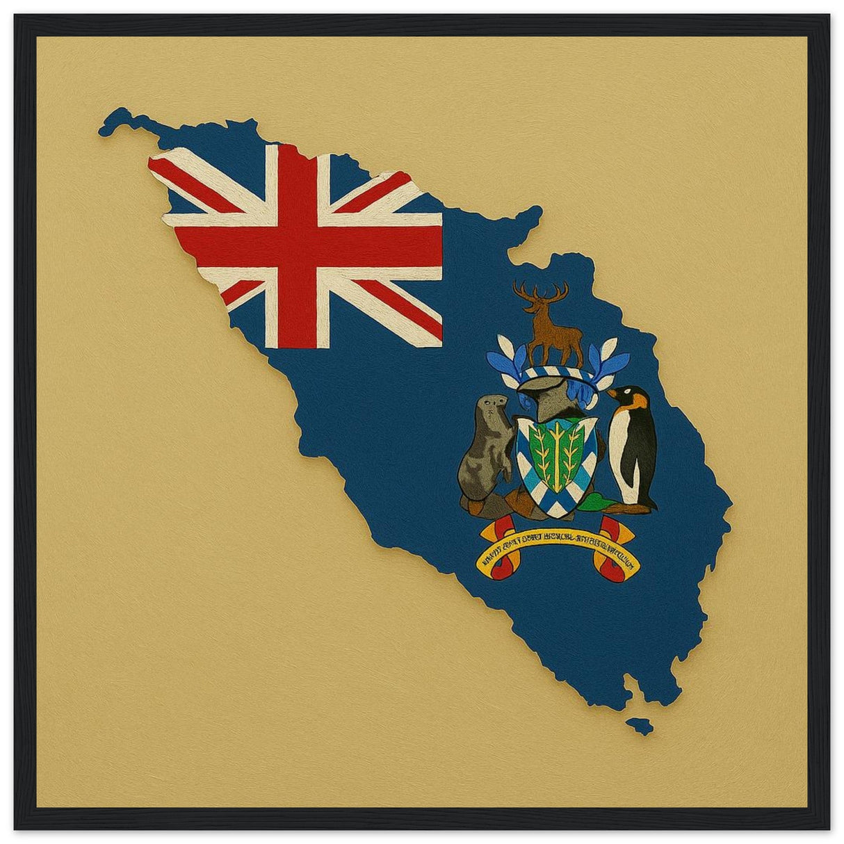 Cadre drapeau géorgie du sud-et-les îles sandwich du sud encadré en bois - pixelforma