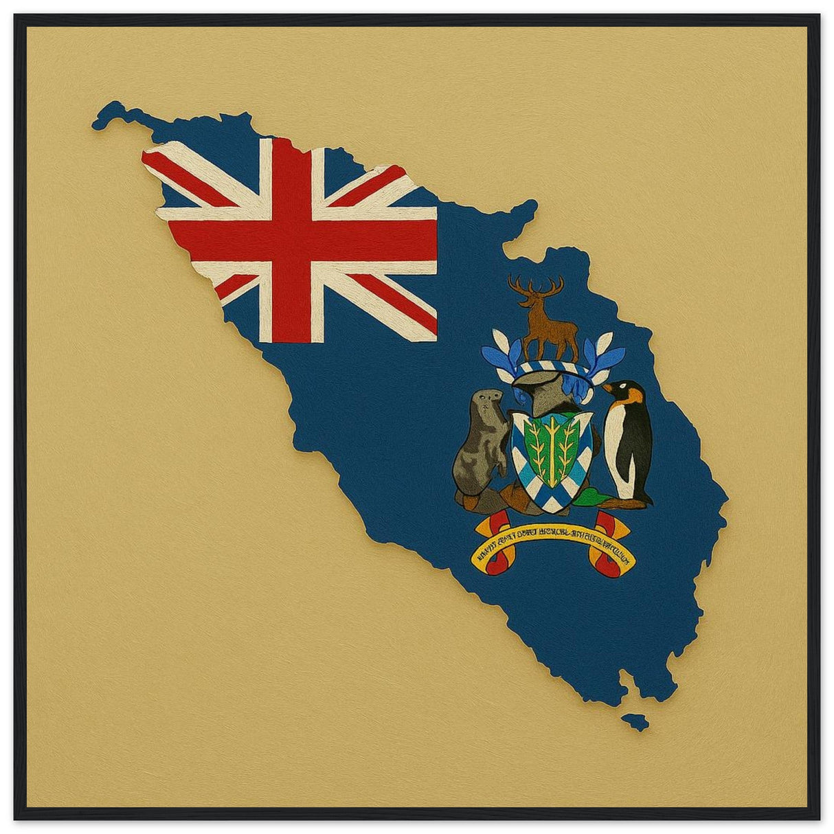 Cadre drapeau géorgie du sud-et-les îles sandwich du sud encadré en bois - pixelforma