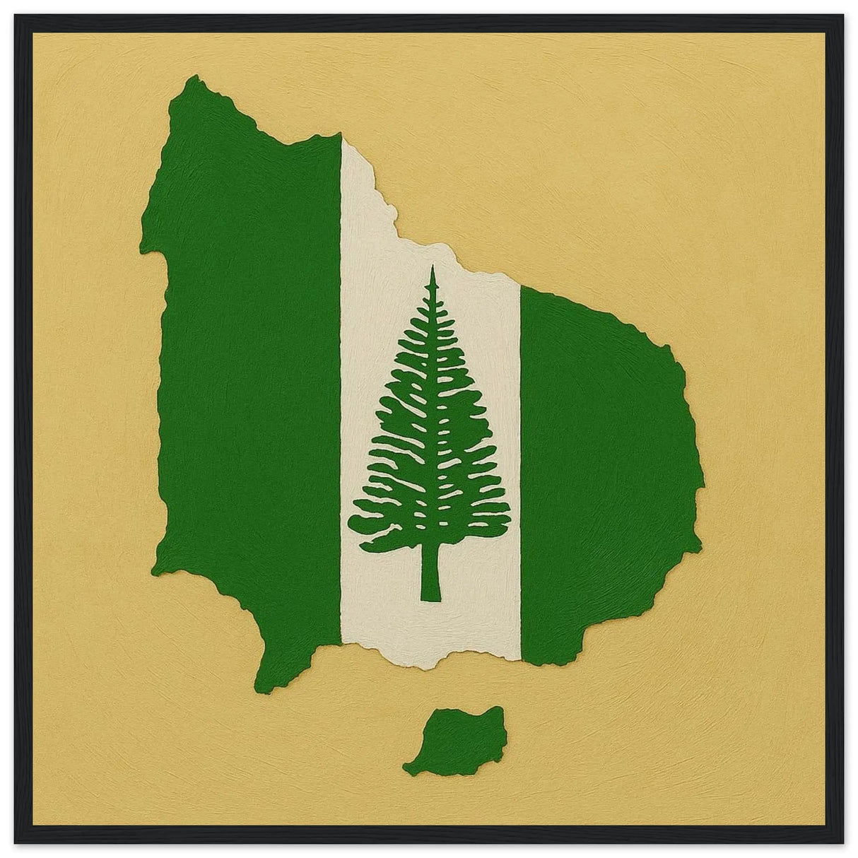 Cadre drapeau île norfolk bois finition décorative