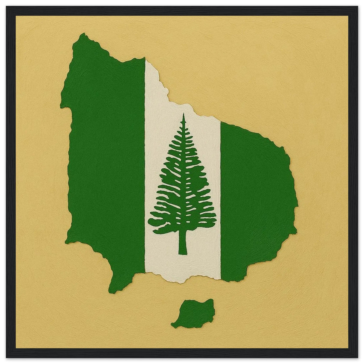 Cadre drapeau île norfolk bois finition décorative