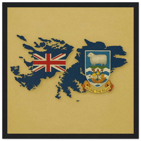 Cadre drapeau îles malouines encadré en bois - pixelforma