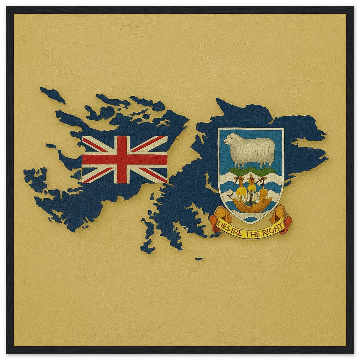 Cadre drapeau îles malouines encadré en bois - pixelforma