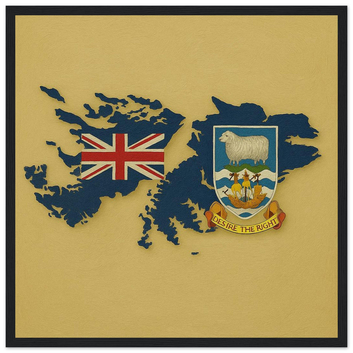 Cadre drapeau îles malouines encadré en bois - pixelforma