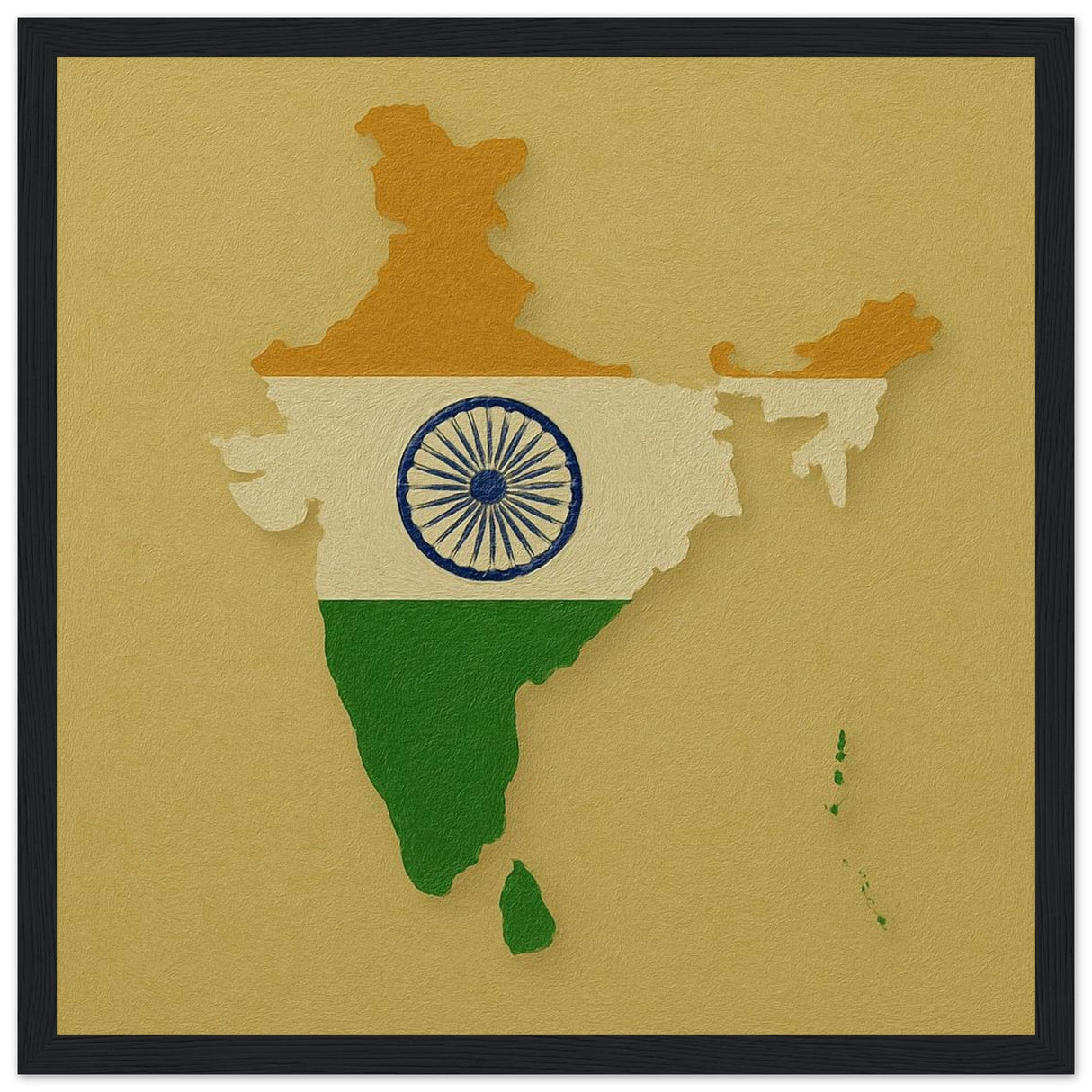 Cadre drapeau inde encadré en bois - pixelforma