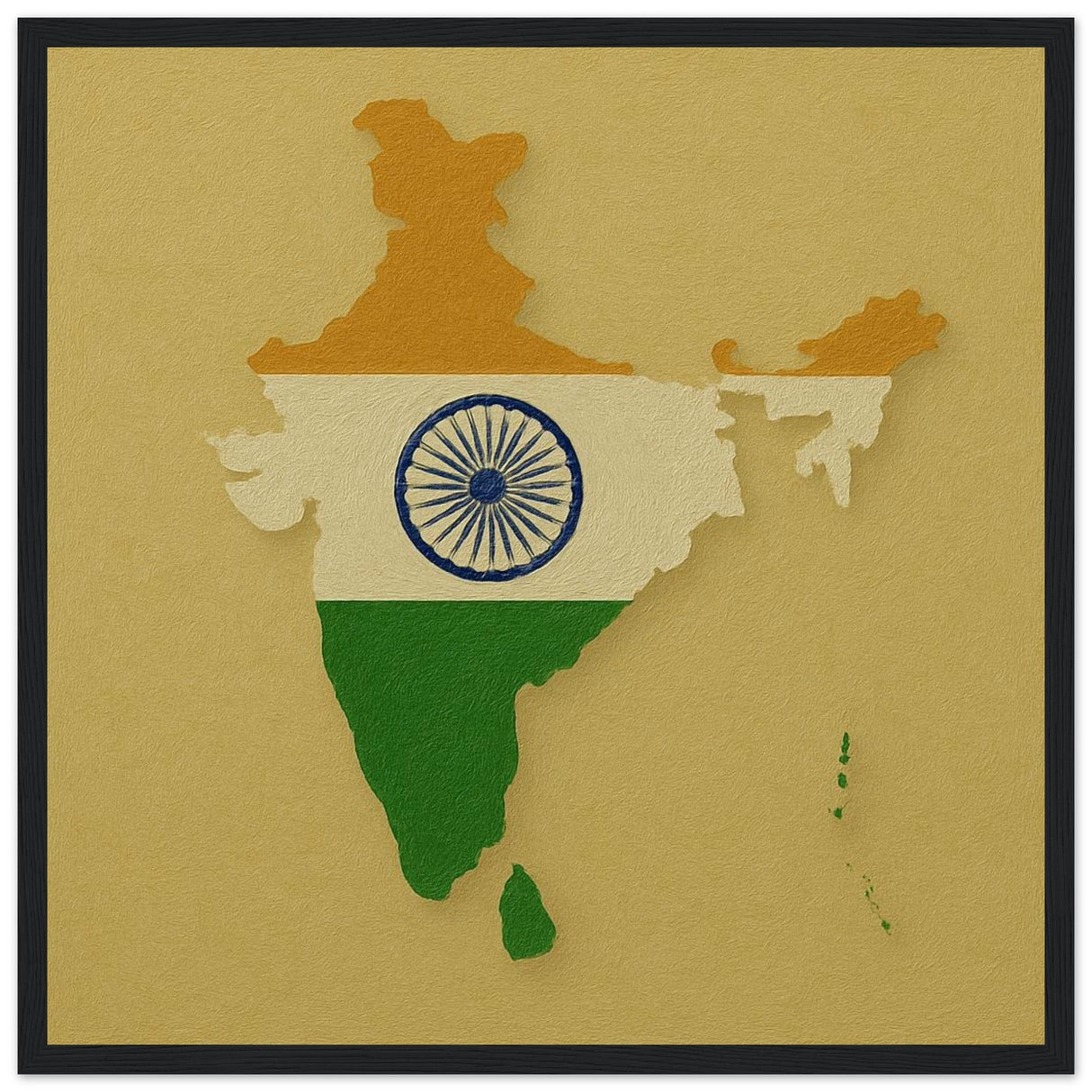 Cadre drapeau inde encadré en bois - pixelforma