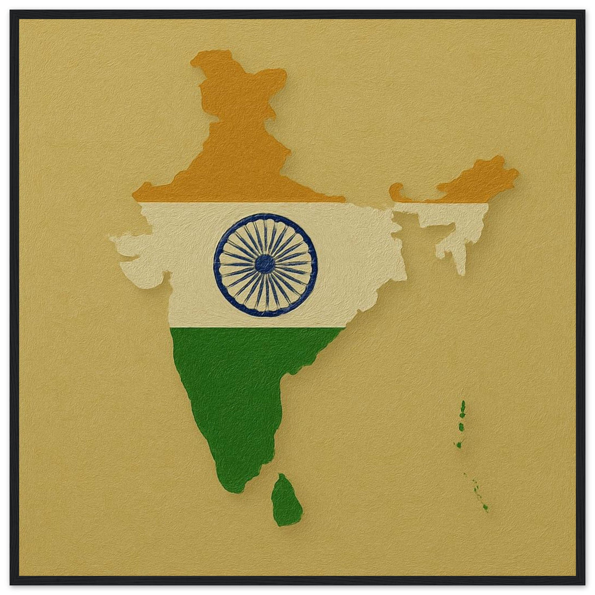 Cadre drapeau inde encadré en bois - pixelforma