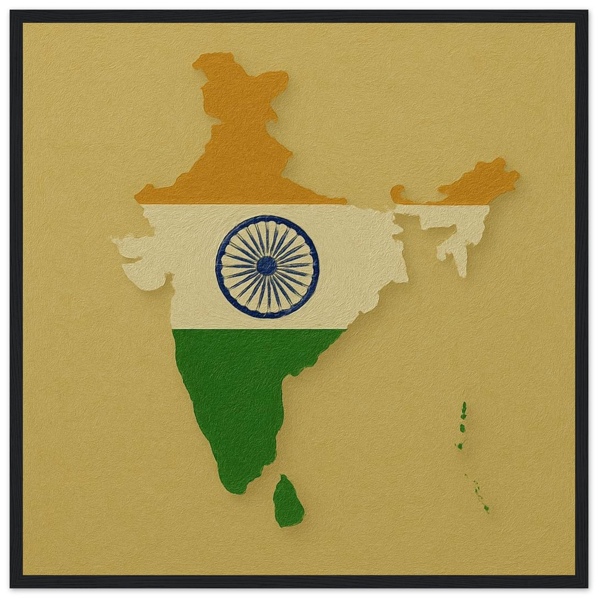 Cadre drapeau inde encadré en bois - pixelforma