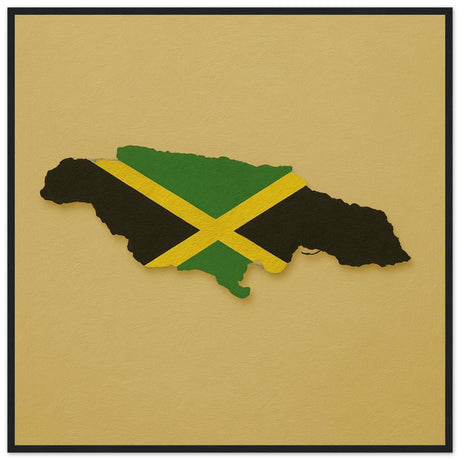 Cadre drapeau jamaïque encadré en bois - pixelforma
