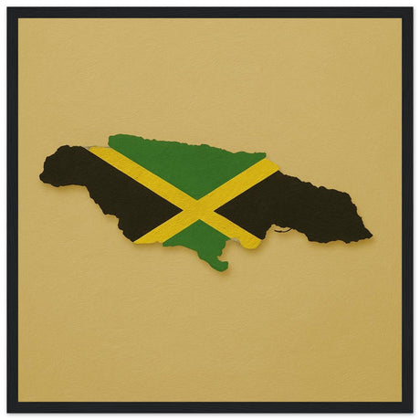 Cadre drapeau jamaïque encadré en bois - pixelforma